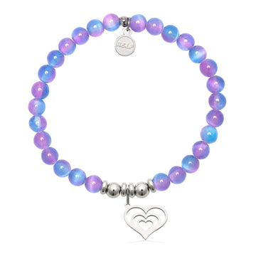 HELP Collection: Family Heart Charm with Periwinkle Selenite Charity Bracelet